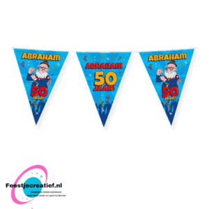 Vlaggenlijn/slinger "Abraham 50 jaar!", 10 meter