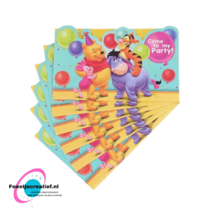 Uitnodiging Winnie the Pooh geel - 6 stuks