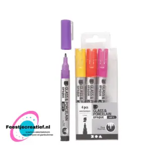 Glas- en Porseleinstift Dekkend Set Secundair - 4 stuks