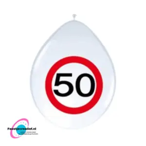 Latex ballonnen verkeersbord 50 jaar - 10 stuks