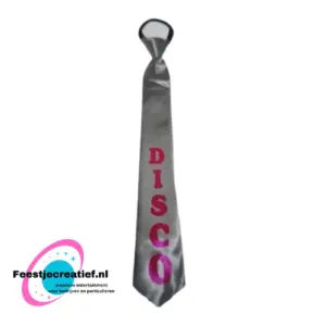 Stropdas disco zilver-roze