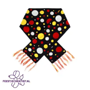 Sjaal gebreid rood-wit-geel gestipt Oeteldonk