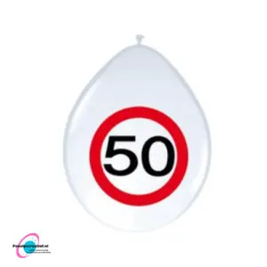 Latex ballonnen verkeersbord 50 jaar, 30cm - 8 stuks