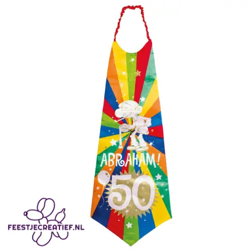 Mega bowtie/stropdas Abraham! 50, 42x100cm 1 Mega bowtie/stropdas Abraham! 50, 42x100cm