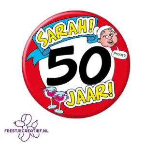 Bierviltjes verkeersbord "Sarah! 50 jaar!" - 6 stuks