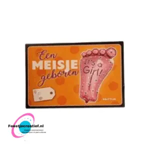 Wenskaart folieballon voetje meisje "It's a girl", 46x77cm