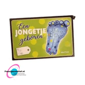 Wenskaart folieballon "Een jongetje geboren", 46x77cm