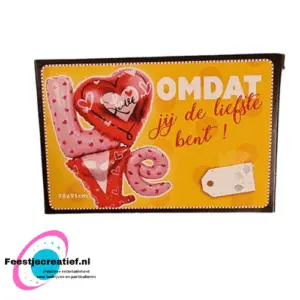 Wenskaart folieballon LOVE "Omdat jij de liefste bent!", 78x91cm