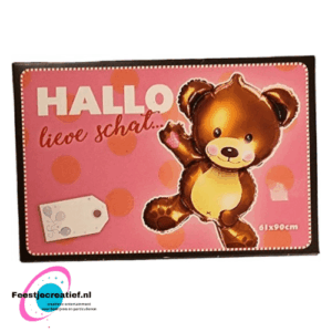 Wenskaart folieballon beer "Hallo lieve schat...", 61x90cm