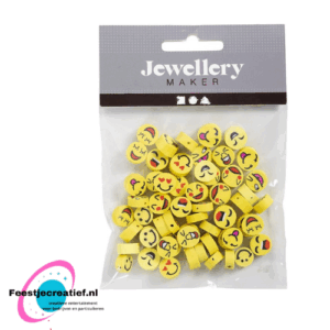 Klei kralen smileys, 10mm - 60 stuks