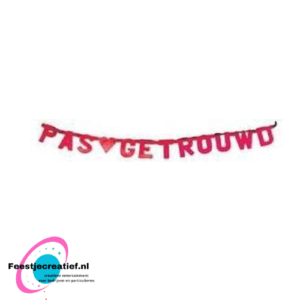 Vlaggenlijn/letterslinger "Pas getrouwd", 1.3 meter