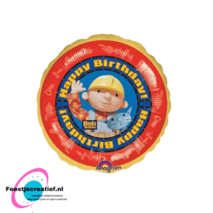 Folieballon Bob de Bouwer "Happy Birthday", 45cm