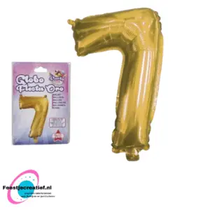 Folieballon cijfer 7 goud, 39cm