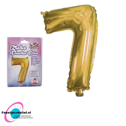 Folieballon cijfer 7 goud, 39cm 1 Folieballon cijfer 7 goud, 39cm