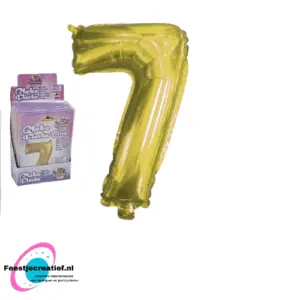 Folieballon cijfer 7 goud, 75cm
