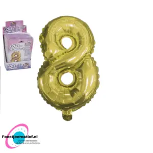 Folieballon cijfer 8 goud, 75cm
