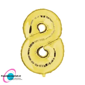 Folieballon cijfer 8 goud, 100cm