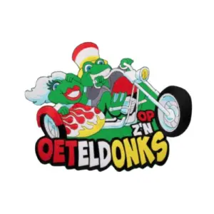 Rugembleem/applicatie, carnaval motor op z'n Oeteldonks