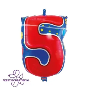 Folieballon cijfer 5, 56cm