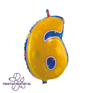 Folieballon cijfer 6, 56cm