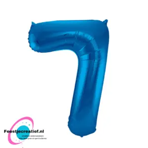 Folieballon cijfer 7 blauw, 86cm