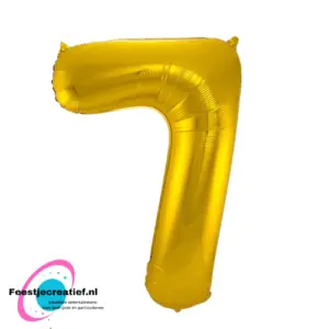 Folieballon cijfer 7 goud, 86cm