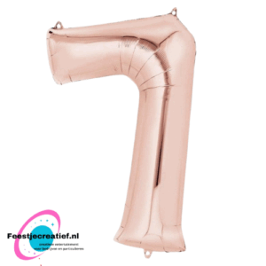 Folieballon cijfer 7 rosegoud, 40cm