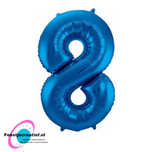 Folieballon cijfer 8 blauw, 80cm