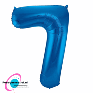 Folieballon cijfer 7 blauw, 40cm