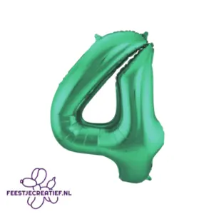 Folieballon cijfer 4 lime groen, 100cm