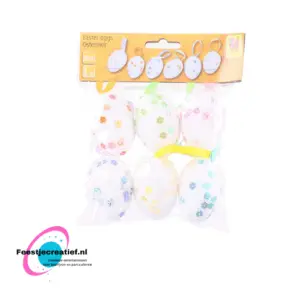 Paaseieren foam met lintje - 6 stuks