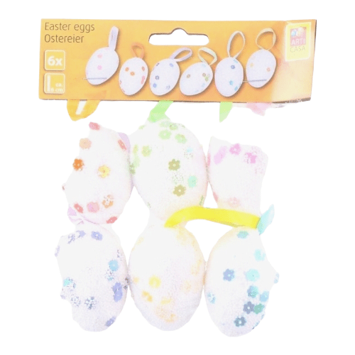 Paaseieren foam met lintje - 6 stuks
