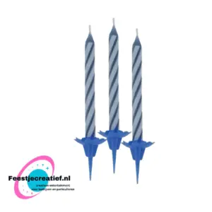 Verjaardagskaarsjes wit-roze-blauw-geel, 6cm - 24 stuks