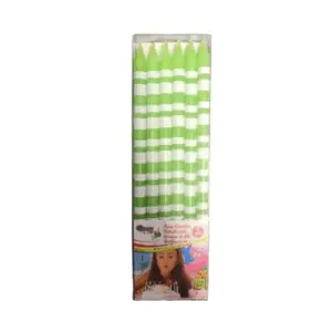 Verjaardagskaarsjes groen-wit, 9cm - 12 stuks