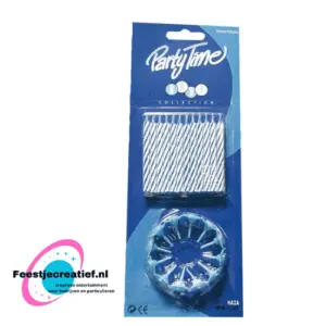 Verjaardagskaarsjes blauw-wit, 6cm - 24 stuks