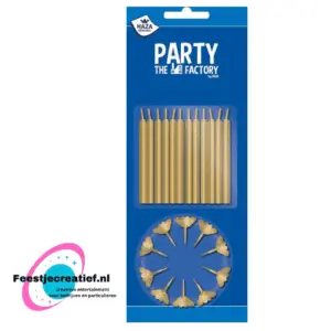 Verjaardagskaarsjes goud, 6cm - 12 stuks