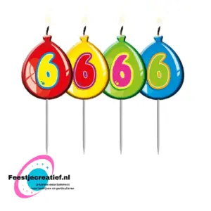 Verjaardagskaarsje ballon cijfer 6