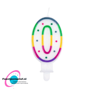 Verjaardagskaars cijfer 0 multicolor