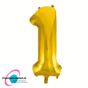 Folieballon cijfer 1 goud, 86cm