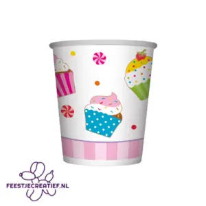Wegwerpbekers cupcakes - 8 stuks