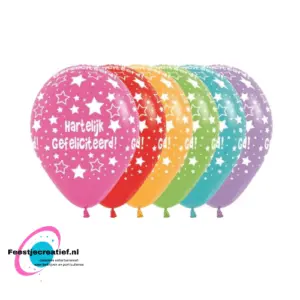 Latex ballonnen Sempertex "Hartelijk gefeliciteerd" Fashion Assorted 000, 12inch - 25 stuks