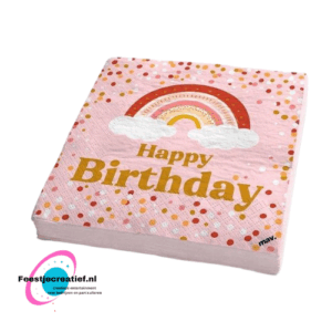 Papieren servetten regenboog roze tinten - 20 stuks