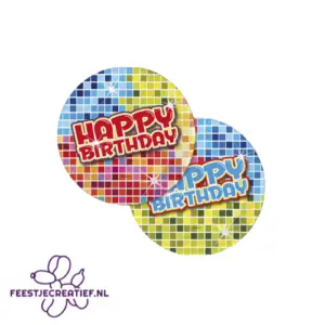 Wegwerpbordjes "Happy Birthday" blocks, 18cm - 6 stuks