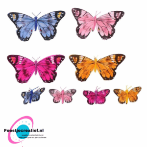 3D vlinder met klem - 8 stuks