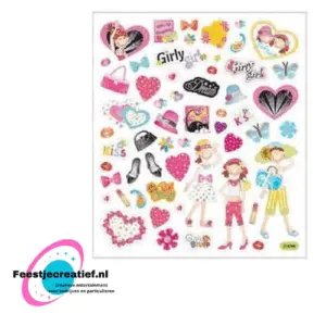 Stickervel meisjes, 15x16.5cm - 1 vel