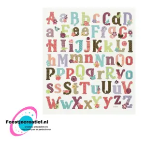 Stickervel letters/alfabet, 15x16.5cm - 1 vel