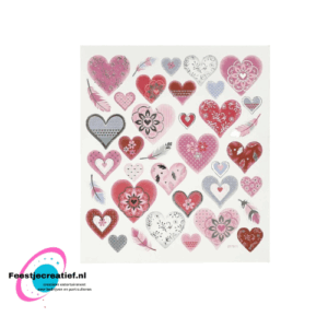 Stickervel hartjes, 15x16.5cm - 1 vel