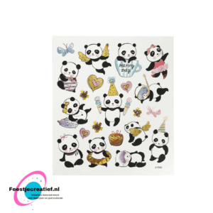 Stickervel panda's, 15x16.5cm - 1 vel