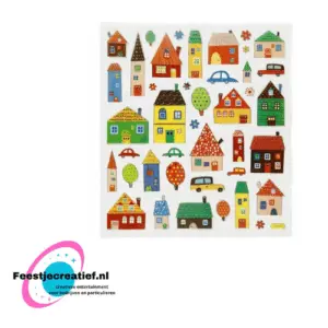 Stickervel de stad, 15x16.5cm - 1 vel