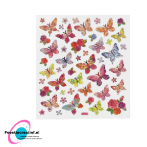 Stickervel vlinders, 15x16.5cm - 1 vel
